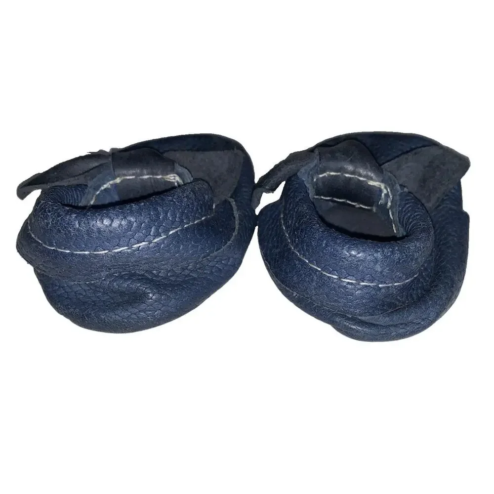 Freshly Picked Baby Moccasins Size 1 Navy Blue Leather Bow Shoes